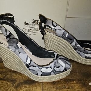 COACH MARITZA Platform Espadrilles WEDGE SANDALS PEEP TOE size 8.5